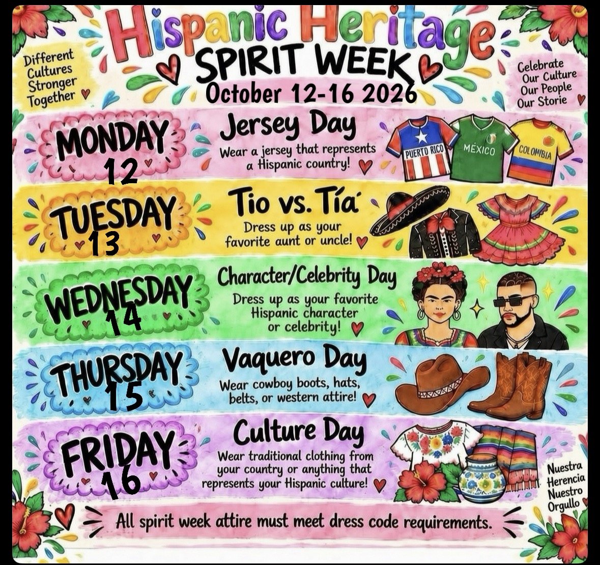 English Flyer for Spirit Week